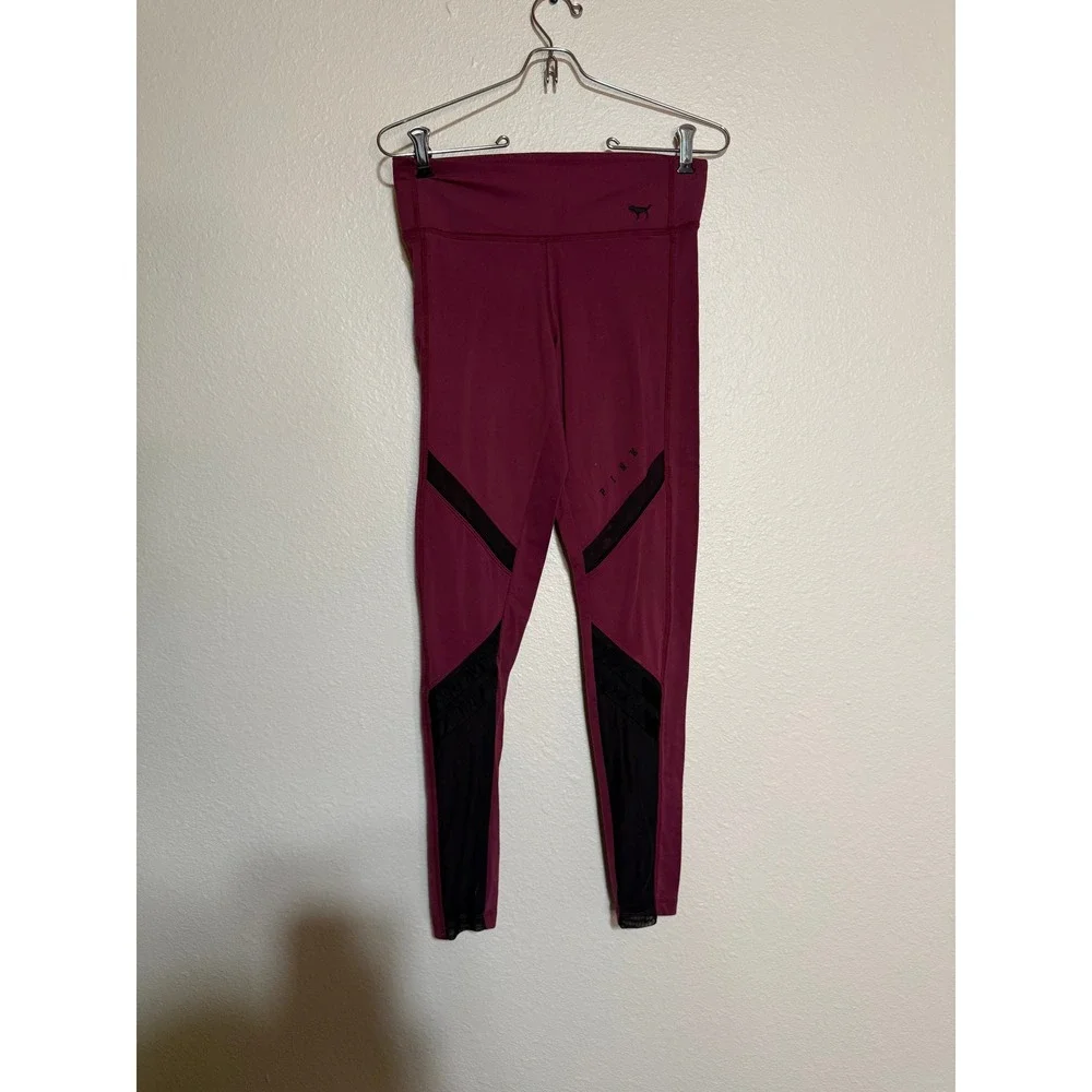 Lot of 2 Womens Leggings PINK Victoria's Secret Burgundy & Under Armour Grey S